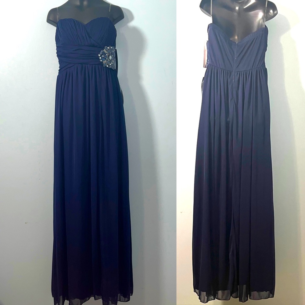 • Navy Gown My Michelle Embellished Formal Full Length Dress NWOT